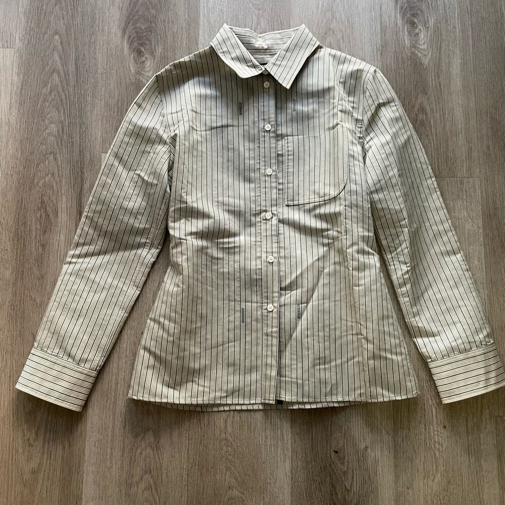 jacquemus the suit shirt stripped backless button front collared blouse top 40 L
